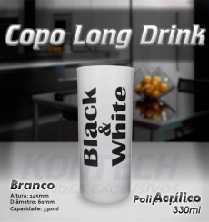 Copo Long Drink PP Branco 330 ml